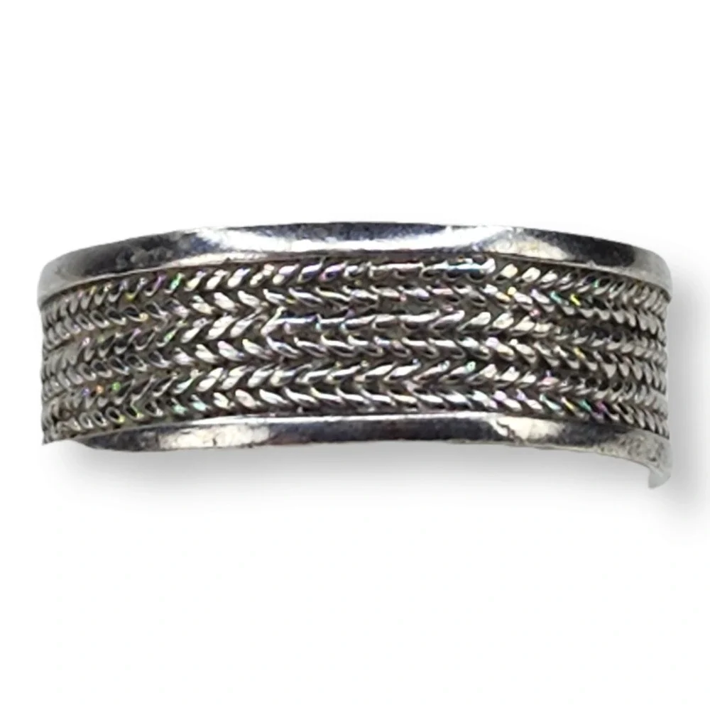 Vintage Sterling Silver 925 Knitting Texture Ring Size 7 Signed NF